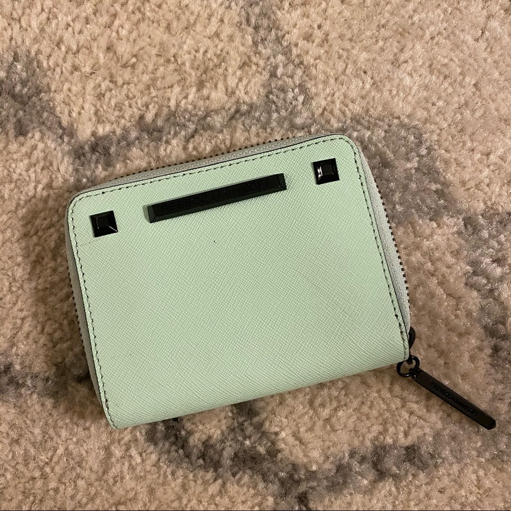 Rebecca Minkoff leather mint zipper wallet